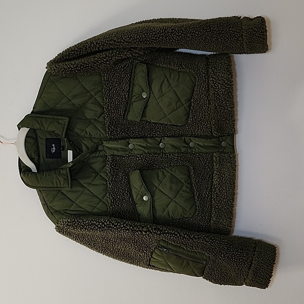Rails Peyton Quilted Fleece Jacket  Olive Green Sherpa Jacket Sz Small - Picture 10 of 16